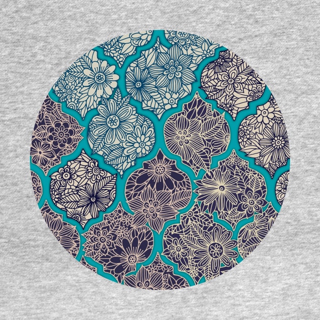 Moroccan Floral Lattice Arrangement - teal by micklyn